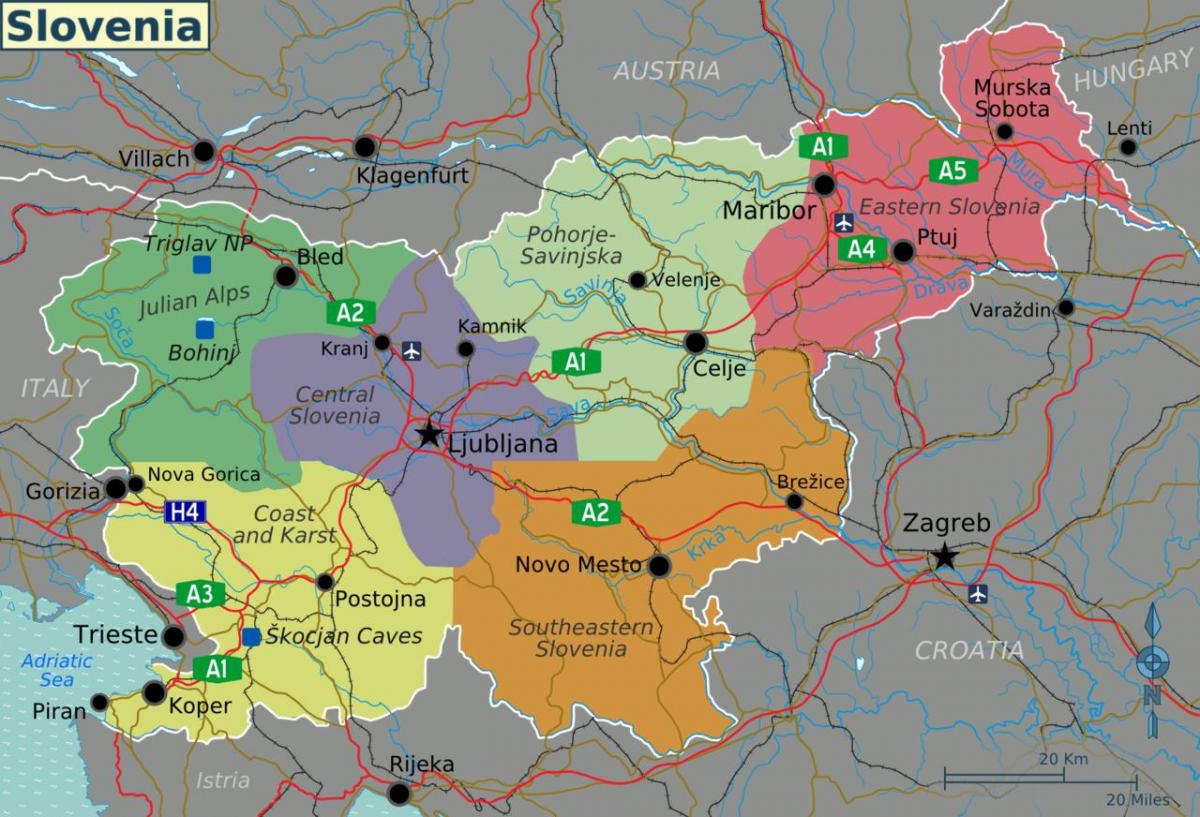 Eslovenia atraccións turísticas mapa