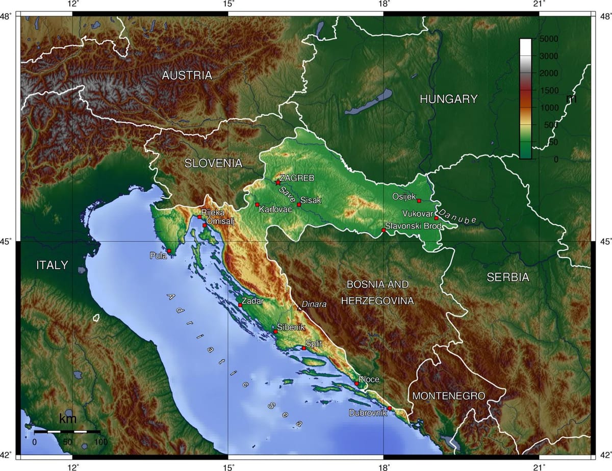 Mapa de Eslovenia topográfico