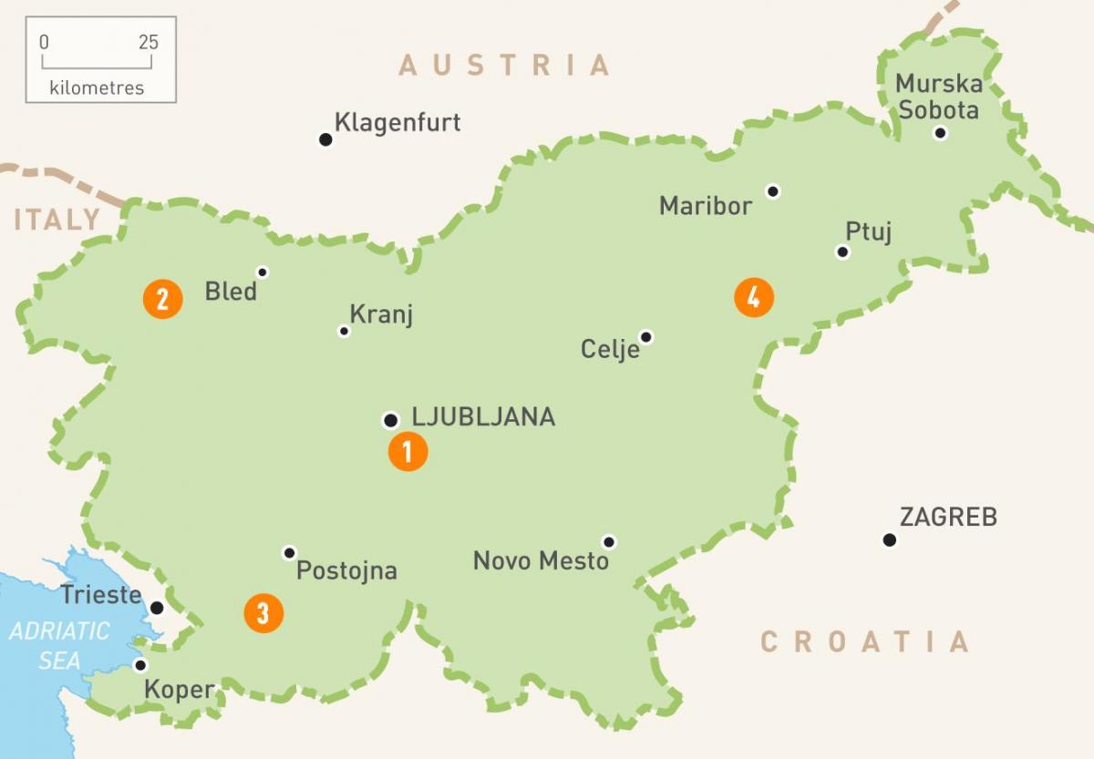 Mapa de Eslovenia rexións