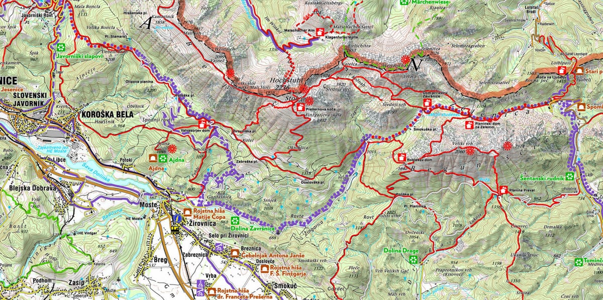 Mapa de Esloveno alpes