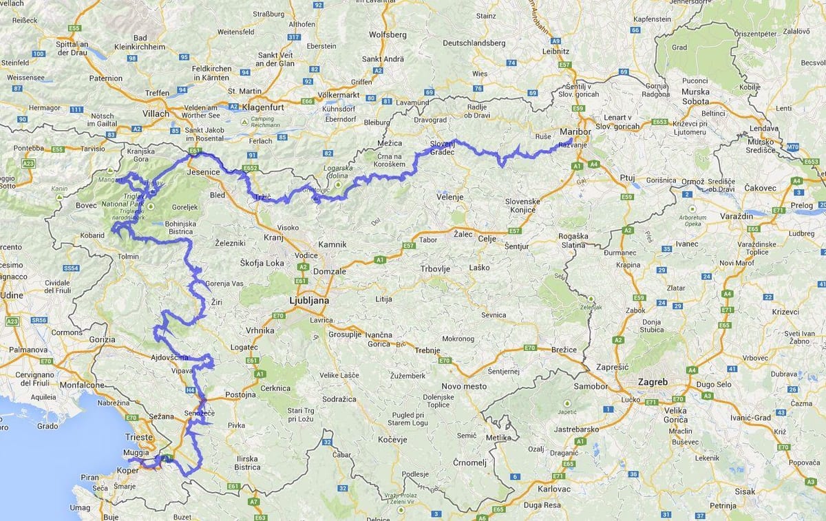 Mapa de Esloveno ruta de montaña