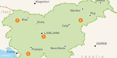 Mapa de Eslovenia rexións