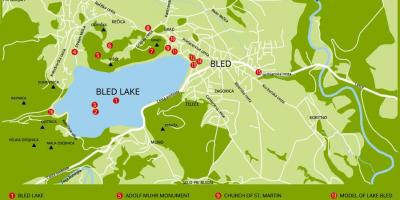 Mapa de Eslovenia mostrando lago de bled